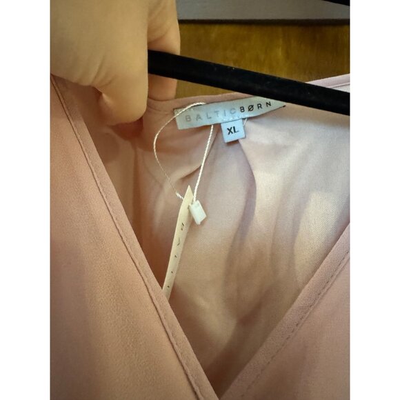 Baltic Born Pink Lydia Maxi Dress Tie Waist Womens Sz XL Blush Long Slv - Picture 5 of 6